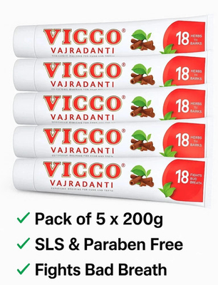 #ad #ad Vicco Vajradanti Ayurvedic Toothpaste 200g x 5 Herbal Bad Breath Care 2027 $53.24