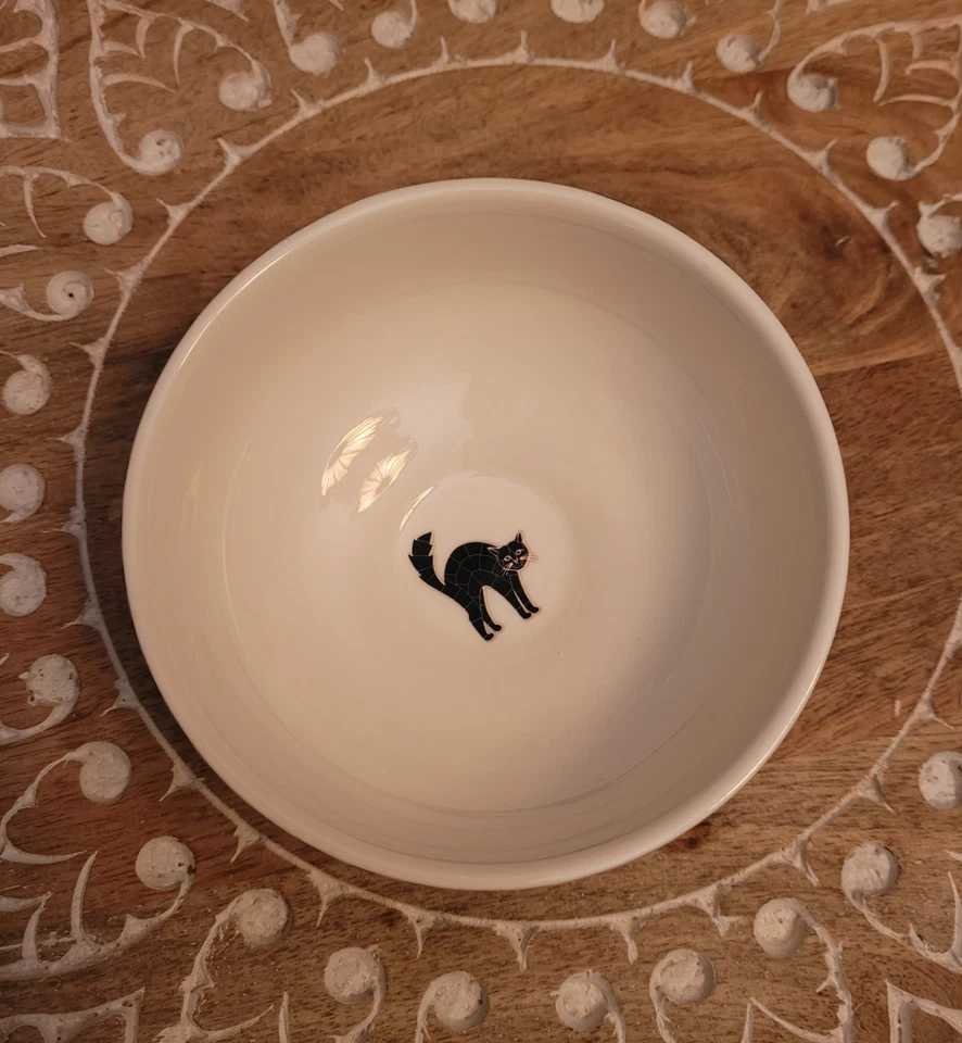 ANTHROPOLOGIE BISTRO Azulejo Negro GATOS Pequeño CUENCO DE NUECES HALLOWEEN HORA DE BRUJAS NUEVO Foto 4 de 4