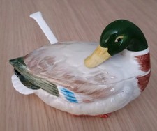 Otagiri Japan Vintage Hand Painted Duck Lidded Dish With Ladle