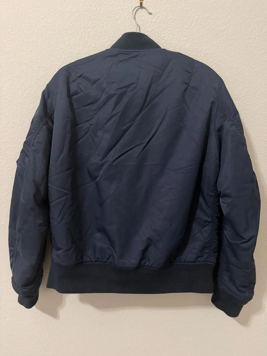 Uniqlo Men's MA-1 Bomber Jacket Navy Blue Size S - product detail image 2