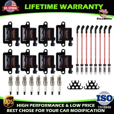 CarBole Tune Up Kit Ignition Coil & Spark Plug Wire For Chevy GMC 4.8L 5.3L 6.0L