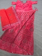 Pink net lehenga choli set with stone and heavy embroidery work, party wear