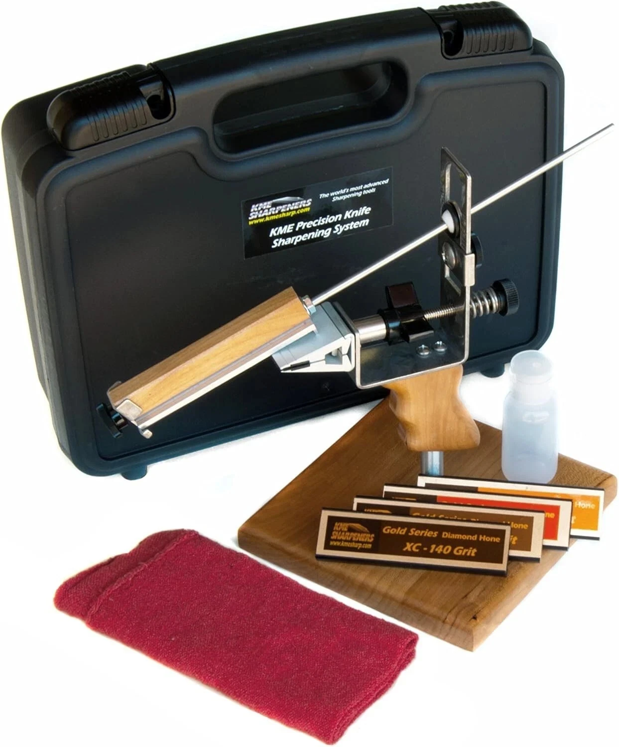 KME Precision Knife Sharpener with 4 Diamond Hones & Wooden Base - Gold Series
Opens in a new window