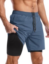 Men  s 2 in 1 Running Shorts 7 Inch Quick Dry Workout Gym Shorts with Pockets ...