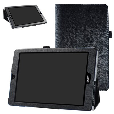 Bige for Acer Chromebook Tab 10 Case,PU Leather Folio 2-Folding Stand Black