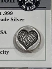 1 Quarter Ounce .999 Fine Silver .25 Ounces Heart Shaped Round MK Barz Love