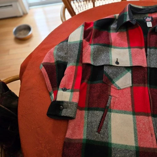 Johnson Woolen Mills Jac-Shirt Canadian Plaid Wool Jacket Mens 3XL Made in USA image 2