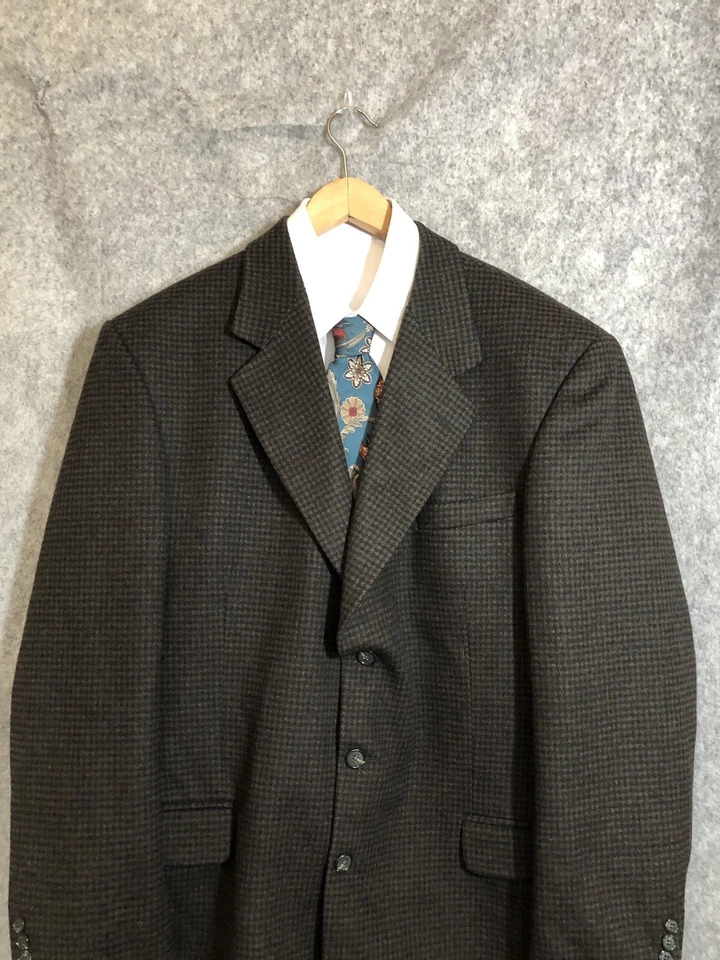 Gianfranco Ruffini 44L Marrón Italiano Cachemira Traje Abrigo Chaqueta Negocios Informal Foto 3 de 4