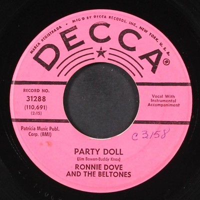 RONNIE DOVE: party doll / yes darling, i'll be around DECCA 7'' Single 45 RPM