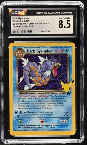 DARK GYARADOS #8/82 - 2021 POKEMON CELEBRATIONS CLASSIC TEAM ROCKET HOLO CGC 8.5