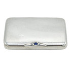 Art Deco Sterling Silver Cabochon Sapphire Ladies Cigarette Case Antique London