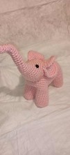 Amigurumi Crochet, Small Pink Handmade Elephant, 3 1/2"