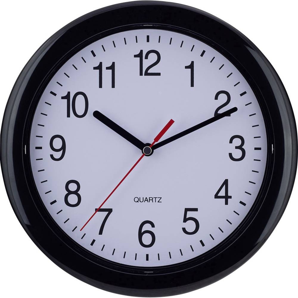 Horloge murale EUROTIME 22221 ronde quartz 25 cm aiguilles noires
