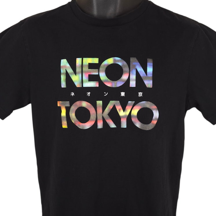 Neon Tokyo T Shirt Mens Size Medium Black ASICS Tiger Japanese