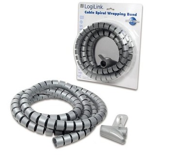 LogiLink KAB0013 Cable Sleeve (Spiral) + Tool OD: 25mm, Grey, 2.5m KAB001 ~E~