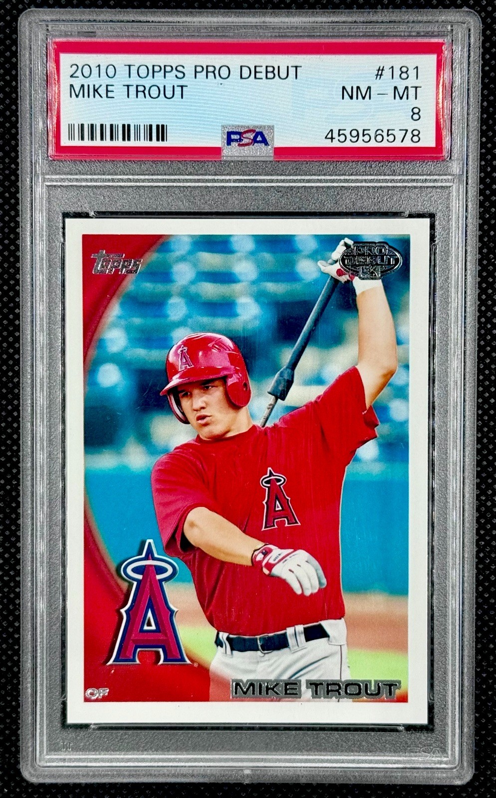 2010 Topps Pro Debut #181 MIKE TROUT (RC) PSA 8 NM-MT Angels