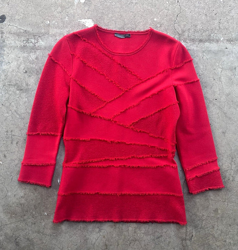 Alexander McQueen, Maglione donna vintage anni 2000 Alexander McQueen maglia rossa frange manica lunga