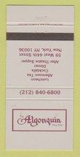 Matchbook Cover - Algonquin Hotel New York City 30 Strike