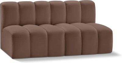 Modern Modular Sofa in Soft Brown Vegan Leather with Deep Tufting