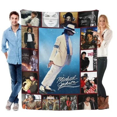 Retro 80s Pop Star Graphic Blanket | Cozy Flannel Throw Music Room Decor