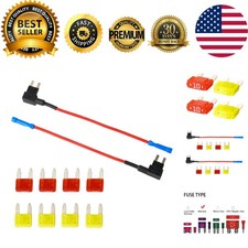 Mini Blade Fuse Holder with 10A 20A Fuses - 12V Car Add-a-Circuit TAP Adapter