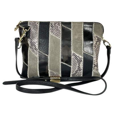 Snakeskin Patchwork Print Leather Crossbody Bag Clutch Western Boho Textured