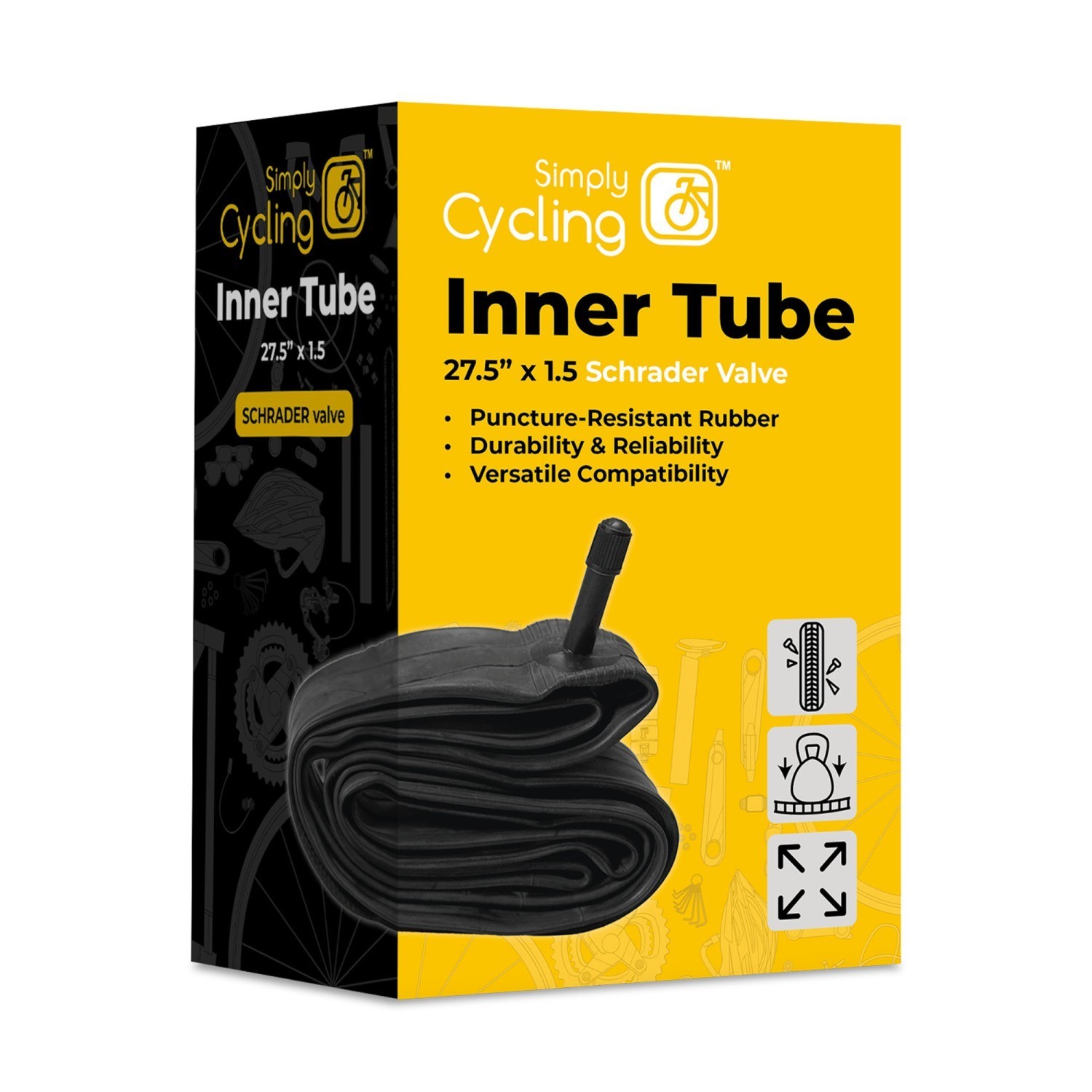 27.5"" x 1.5 Inner tube with 33mm Schrader valve Simply cycling MTB Racing