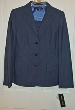 ANNE KLEIN LADIES BLUE-GRAY WOOL 2 PIECE SUIT W/BELTED SKIRT SIZE 6 NEW WITH TAG