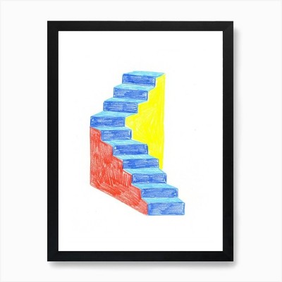 Stairs Drawing Art Print Framed Wall Art Poster Canvas Print Picture