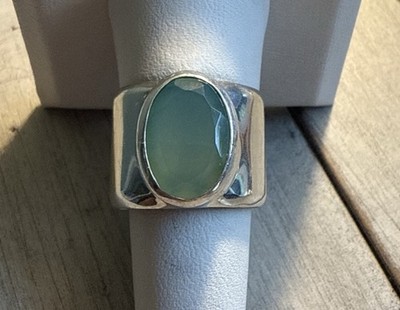 Ring Sterlingsilber JGD Janice Girardi grüner Chalzedon 14,2 Gramm groß oval