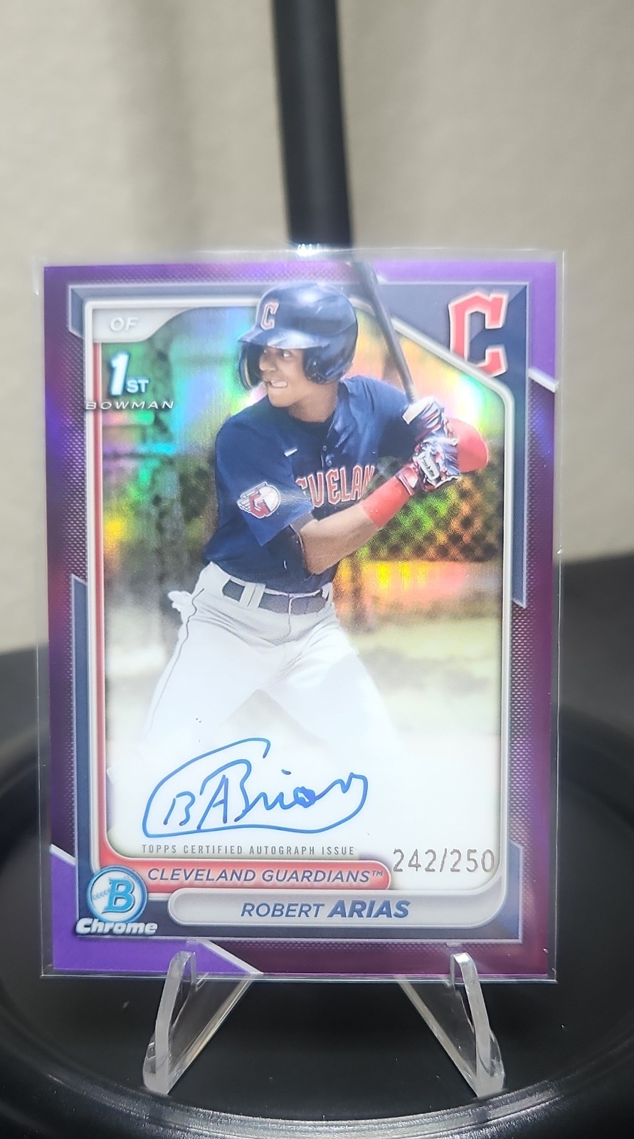 2024 Bowman Chrome - Prospect Autographs Robert Arias #CPA-RA Purple /250