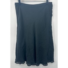 Kate Hill Midi Skirt Women's Silk Black A-Line Modest Minimalist Size 12