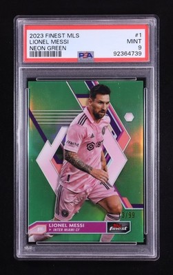 Lionel Messi 2023 Finest MLS Neon Green Refractors #1 #13/99 PSA 9 1st Year MLS!