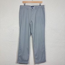 Lands End Chino Pants 35 Traditional Fit Gray 100 Cotton Preppy Minimal Neutral