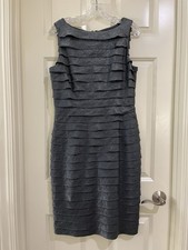 adrianna papell women grey metalic dress size 10