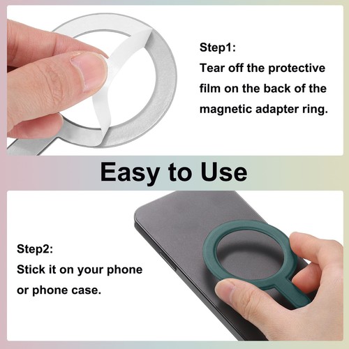 3Pcs Magnetic Adapter Ring, Leather Magnetic Sticker Ring, Green - Afbeelding 3 van 7