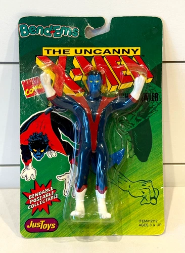 Vintage 1991 Marvel Comics X-Men NIGHTCRAWLER Bend-Ems JusToys 6" Figure SEALED