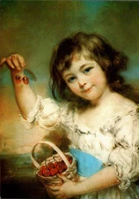 JOHN RUSSELL, R.A. MEDICI SOCIETY CONTINENTAL POSTCARD Little Girl With Cherries