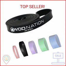 WOD Nation Resistance Band for Pull-Up Assistance - 30-60 lb, Black, 41-Inch - E