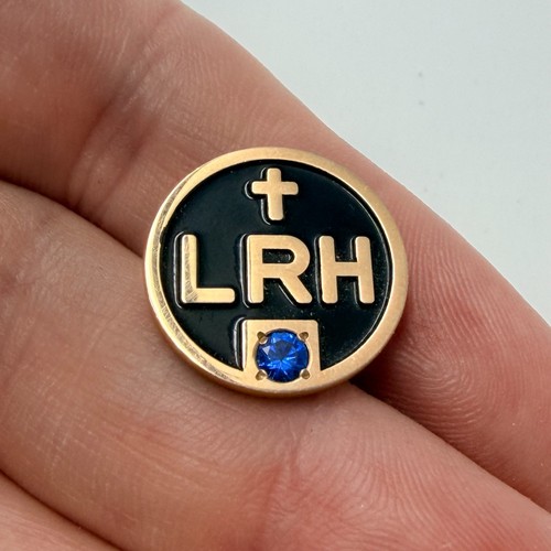 Lutheran Regional Hospital LRH Cross Lapel Pin Blue Stone 1/10 10k Gold Filled