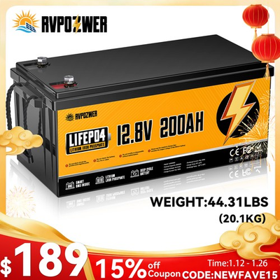 #ad #ad 12V 200Ah Lithium LiFePO4 Battery 2560Wh Built in BMS Deep Cycle Marine RV Solar $195.99