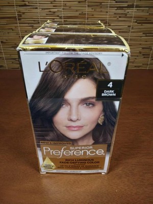 3 Pack L'Oreal Paris Superior Preference #4 Dark Brown Hair Color