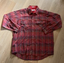 Vintage Sears Roebuck Wool Blend Red Flannel Shirt Mens Size XL Plaid Button Up