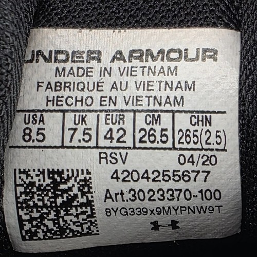 Under Armour Charged Toccoa 3 Gray Run Walk Jog Shoes Cushion Comfort Men Sz 8.5 - Picture 12 of 12
