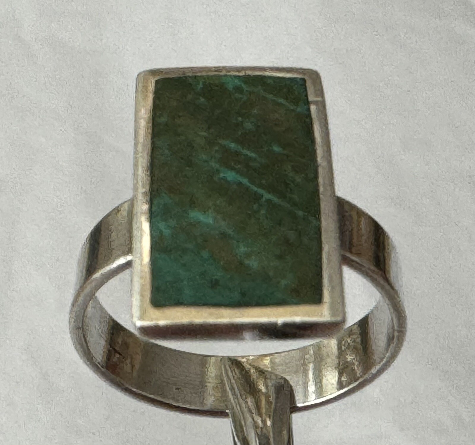 Large Rectangular Green Gem Face 925 Estate Sale … - image 4
