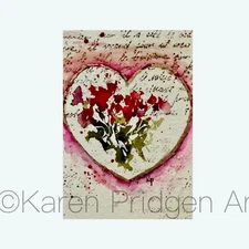 ACEO ATC Original Watercolor Mixed Media Painting Floral Art Flowers