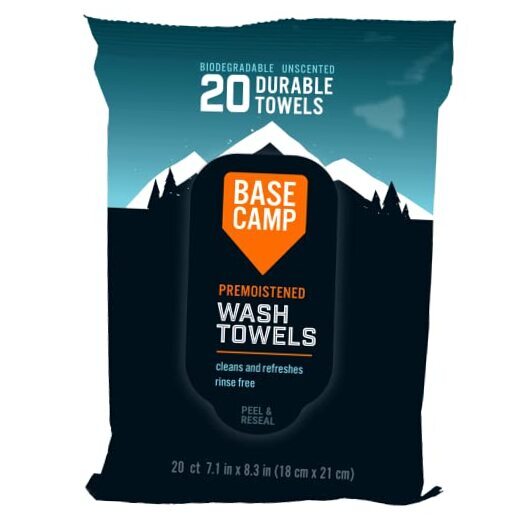 Base Camp Biodegradable Pre Moistened Wash Towel (20 Count)