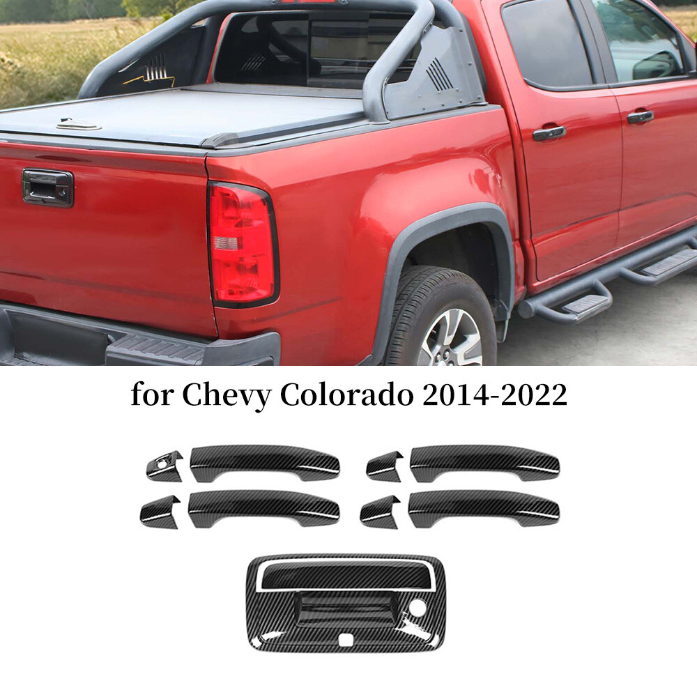 Carbon Fiber Door &Tailgate  Handles Cover Trim For Chevy Colorado/ CANYON 14-22