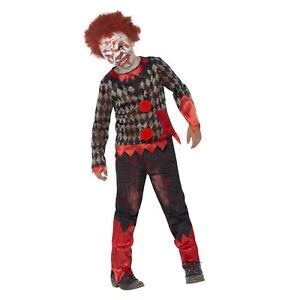 Child Deluxe Zombie Clown Costume Boys Scary Halloween Fancy Dress ...