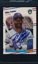 1988 Fleer #164 Mike Felder Brewers Signed Auto *29905